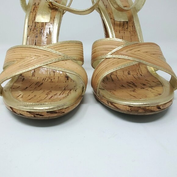 Enzo Angiolini Heels 7 Cork Summer Tan Gold - Picture 4 of 12